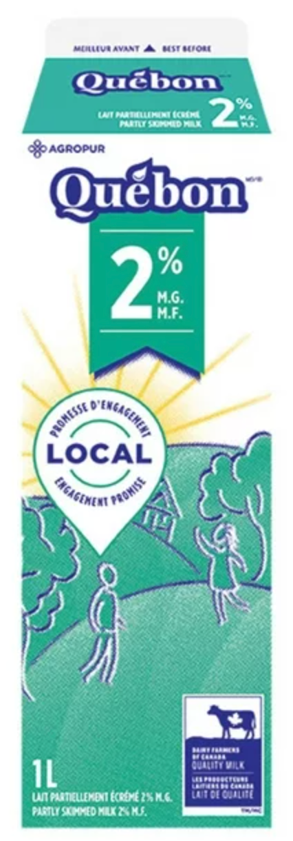 Lait écrémé 2% Québon