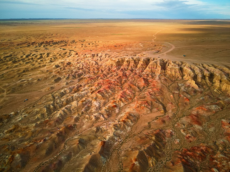 White Stupa Mongolei aus der Luft fotografiert