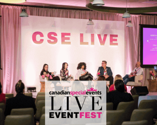 Animated recap of Connie Cay-Santos at CSE Live 2025, featuring moments as a panel speaker on industry leadership, facilitating Events Business Forum roundtable discussions, and engaging attendees as an exhibitor showcasing the HER Seat at the Table community. The montage highlights collaborative conversations, peer-led dialogue, and meaningful connections focused on mentorship, allyship, and building values-driven communities within the events industry.