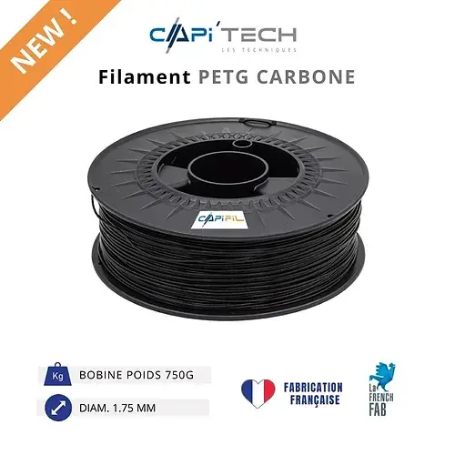 Filament 3D PETG CARBONE 750g CAPIFIL 3D 1.75 mm