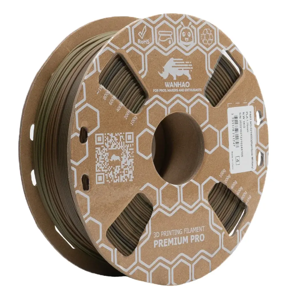 PLA PREMIUM WANHAO  1KG  VERT MILITAIRE ARC EN CIEL