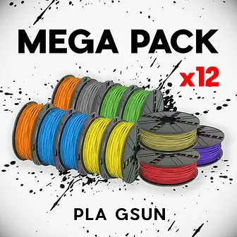 Pack GSUN 3D PLA : 12 bobines de filament PLA (grossite).