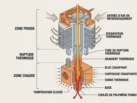 Bases de l'extrudeur et de la hotend en impression 3D