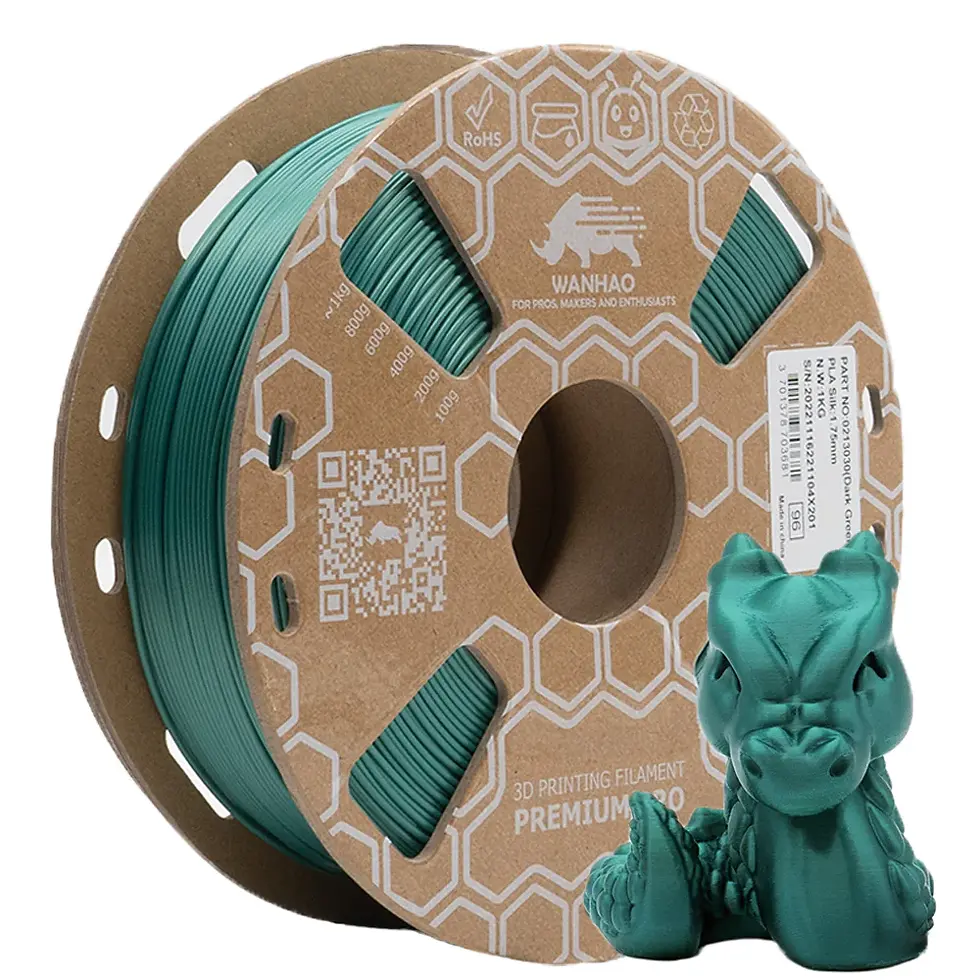 PLA SILK VERT FONCÉ WANHAO PREMIUM - 1.75MM, 1 KG