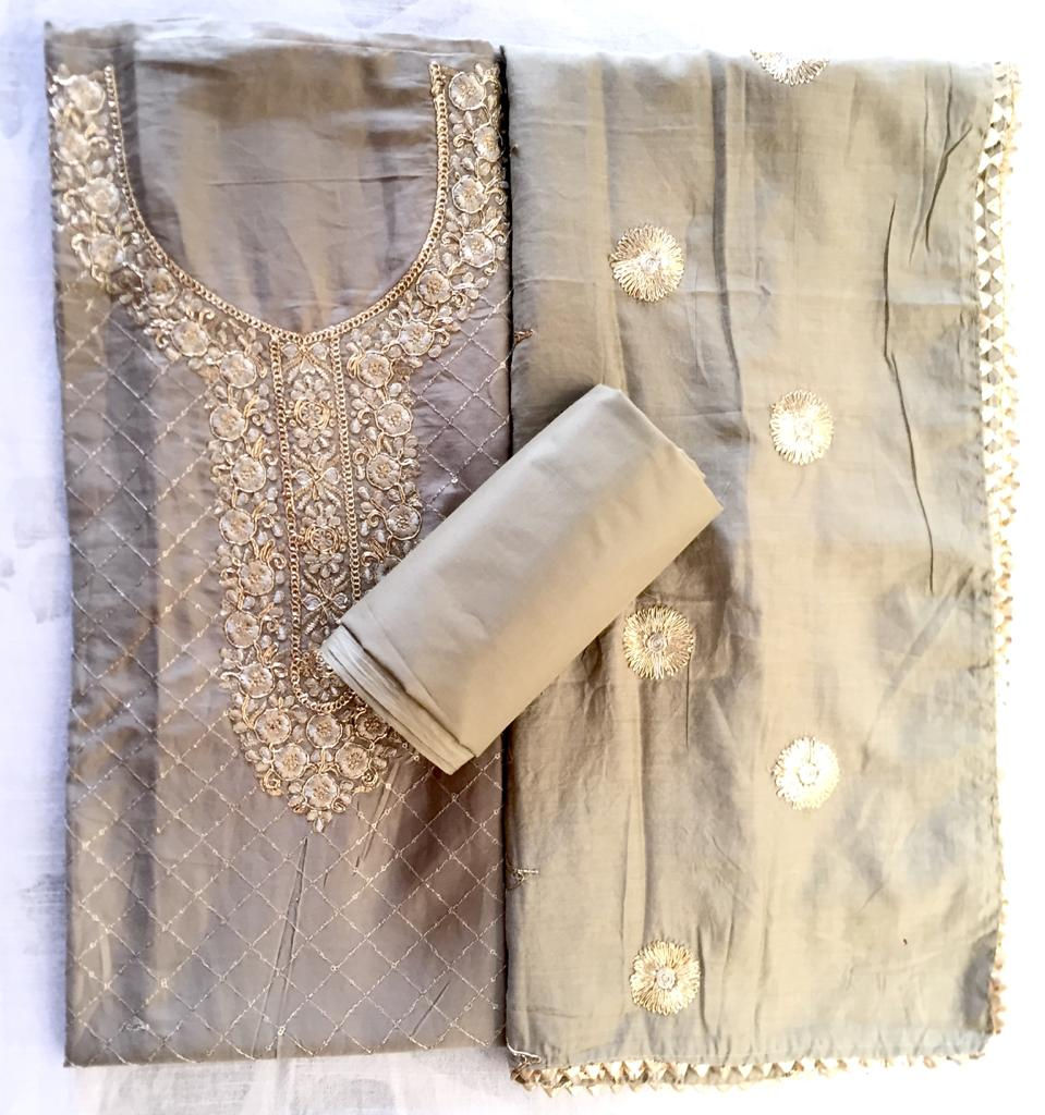 Grey Dori Resham Jam Cotton