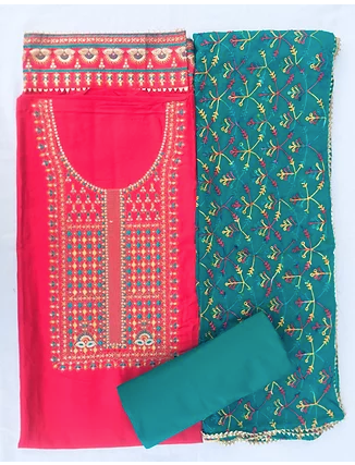Pink Green Kashmiri Festive