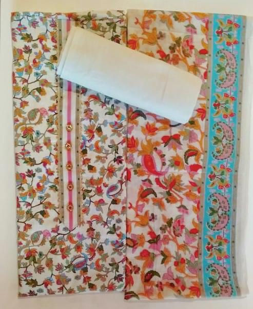 Powder Blue Kashmiri Print Cotton