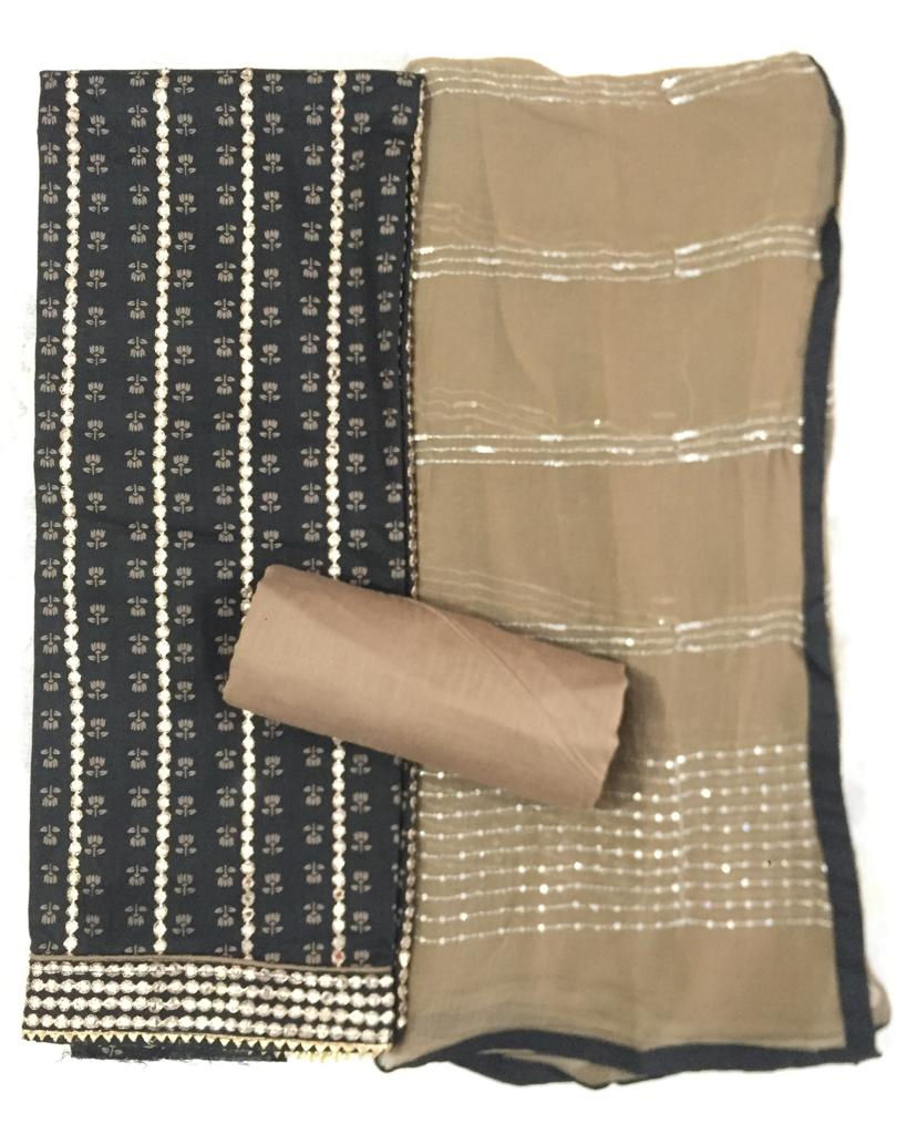 Brown Black Seesha Sitara Cotton