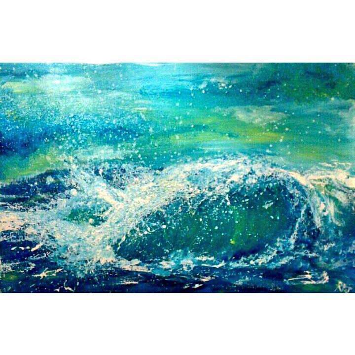 waves, paint, puffin prints