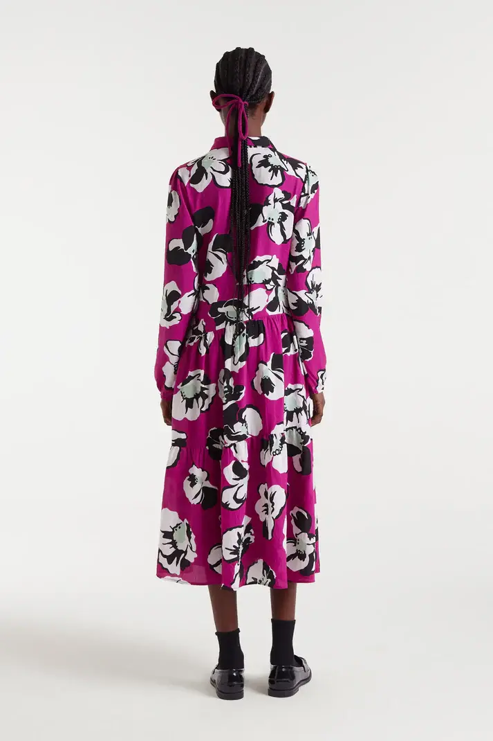 Miniatura: Vestido midi con estampado Vivid Viola