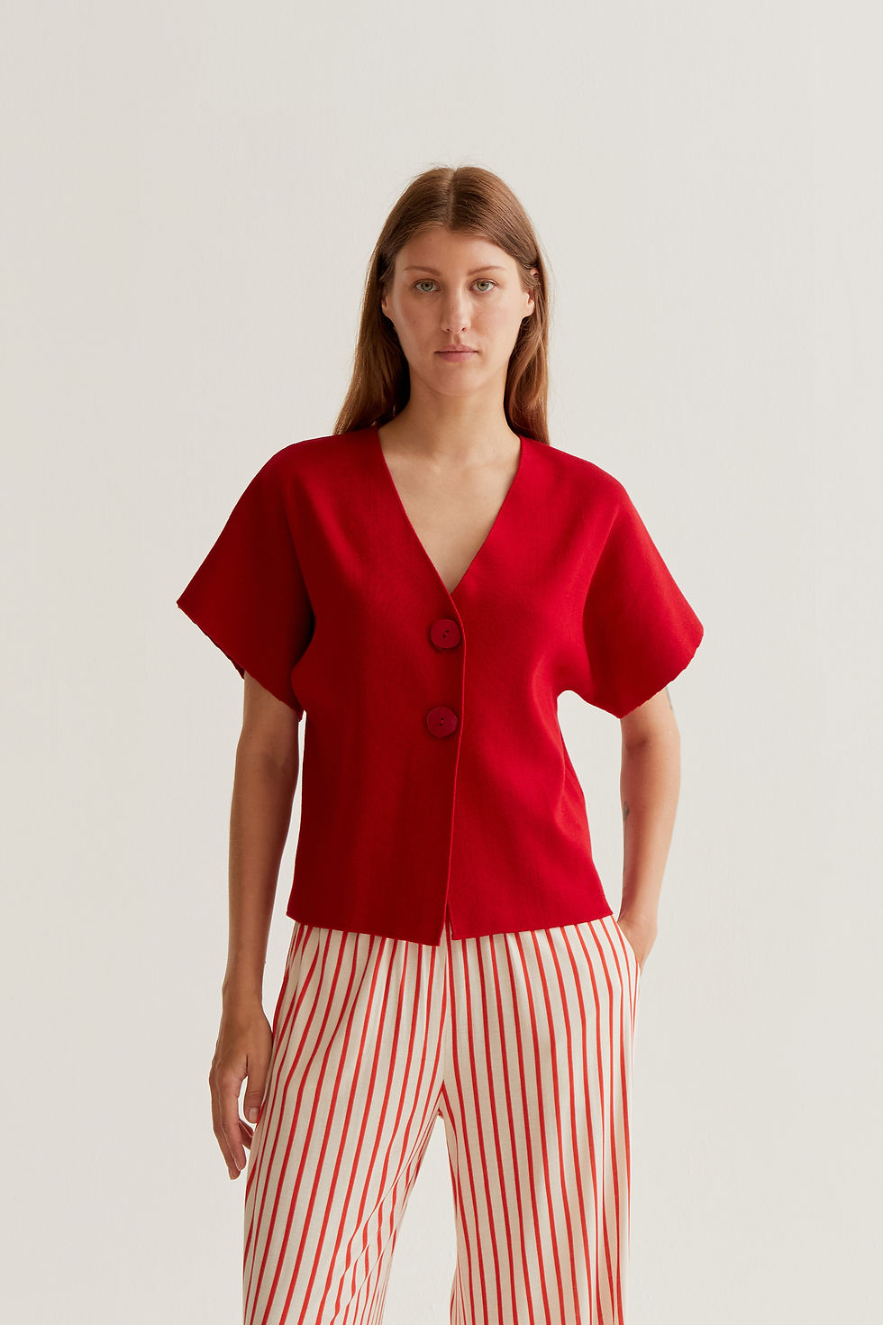 Miniatura: Cárdigan punto rojo