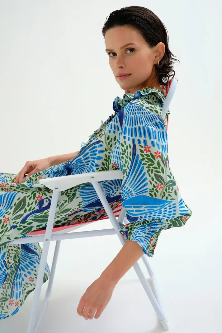 Miniatura: Vestido largo playero con estampado Parrot