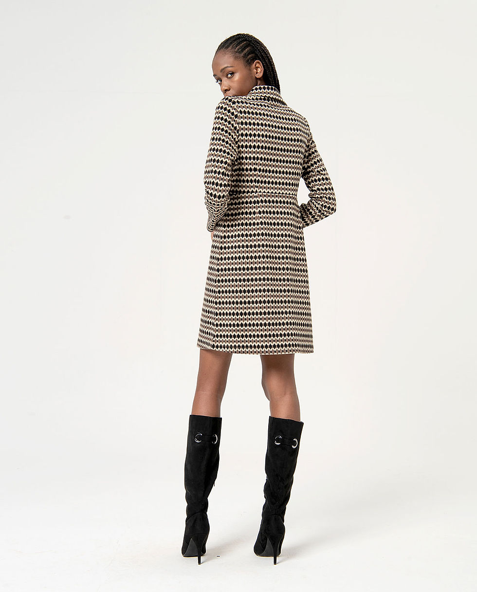 Miniatura: Vestido jacquard con cuello polo