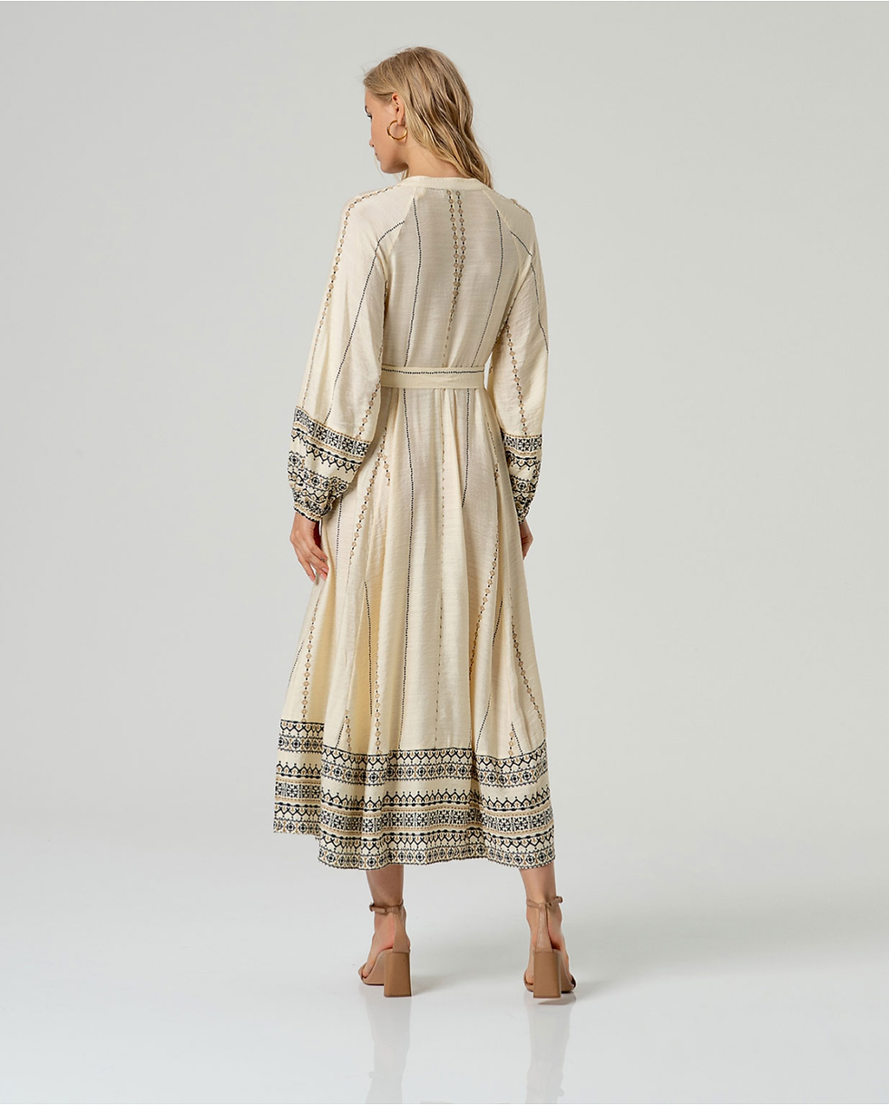 Miniatura: Vestido camisero largo crudo