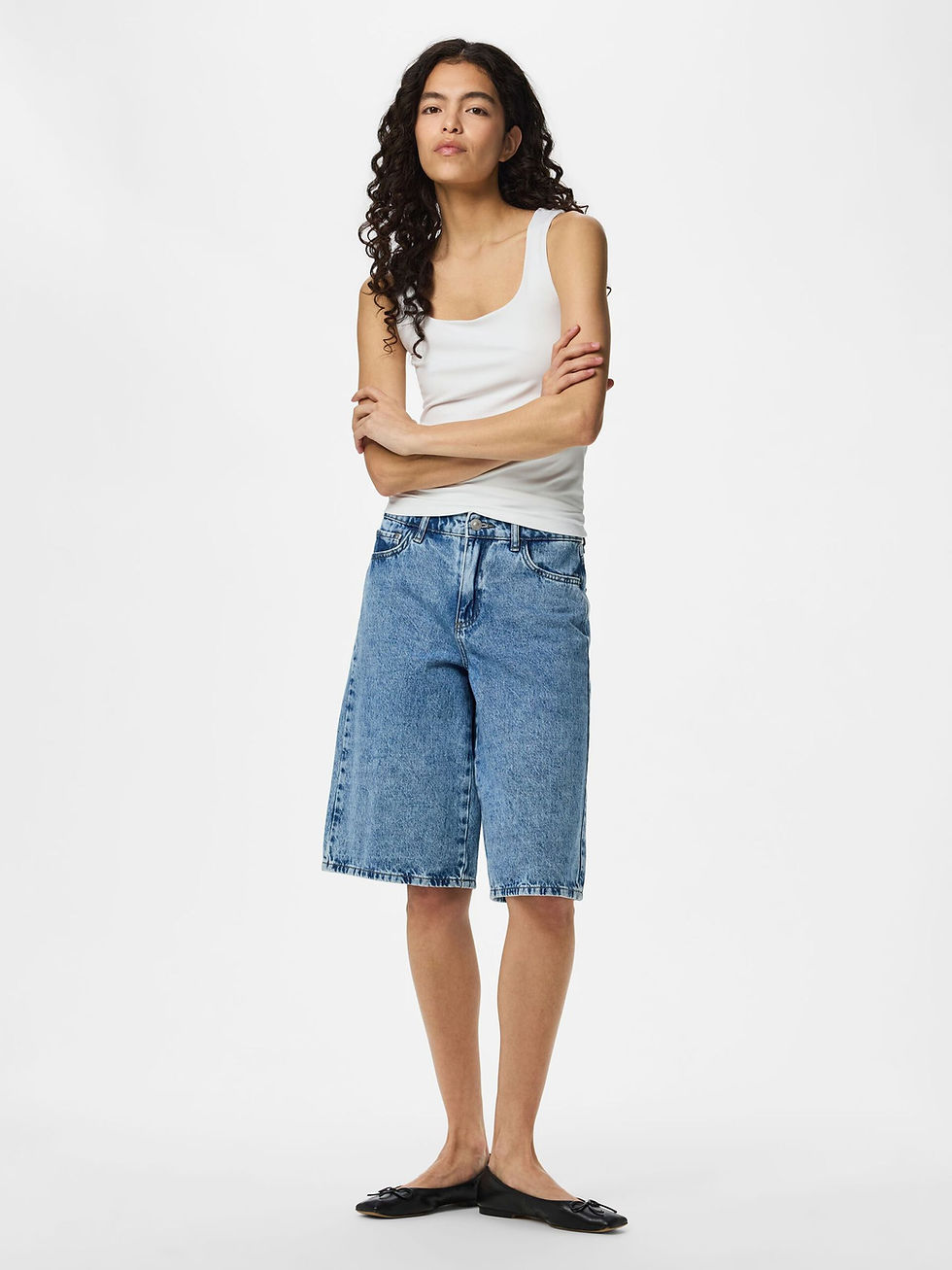 Miniatura: Camiseta/top tirante ancho blanco reversible