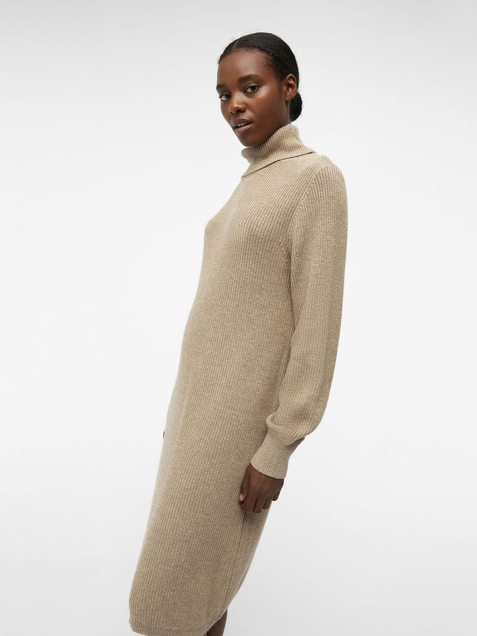 Vestido de punto c/a taupe