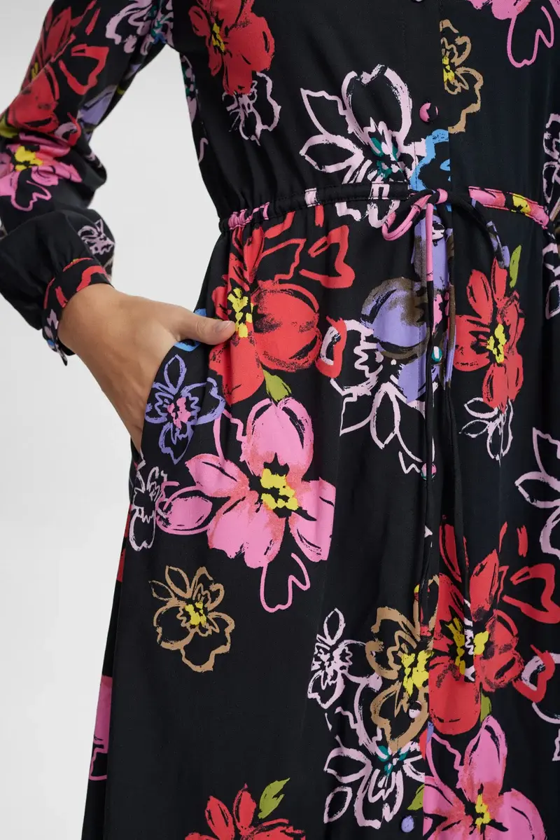 Miniatura: Vestido flores camisero largo