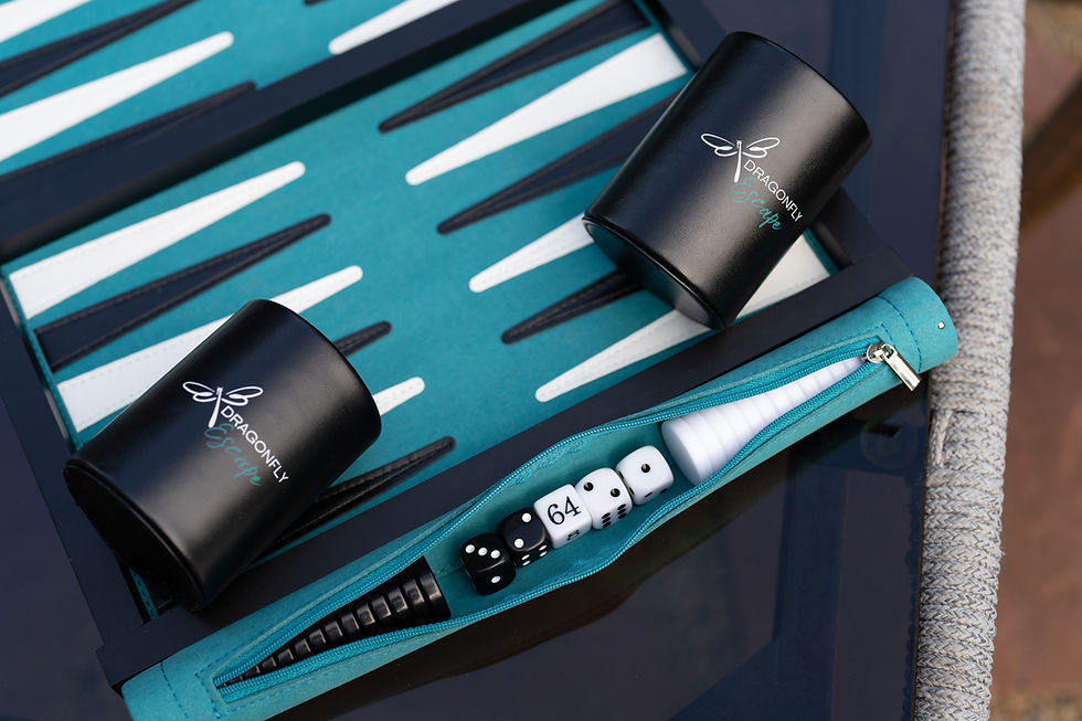 Thumbnail: Deluxe Roll-Up Travel Backgammon Set with frame, dice cups and bag