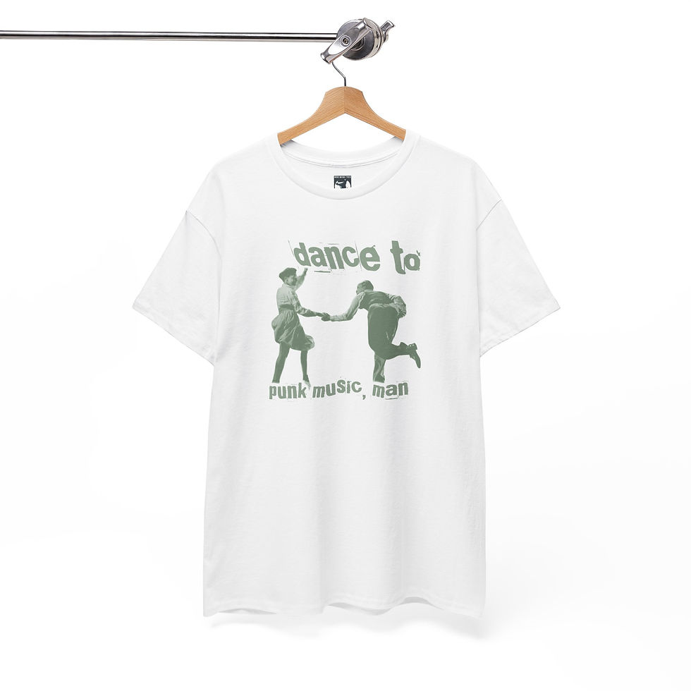 Thumbnail: dance to punk white tshirt hanging on a rail