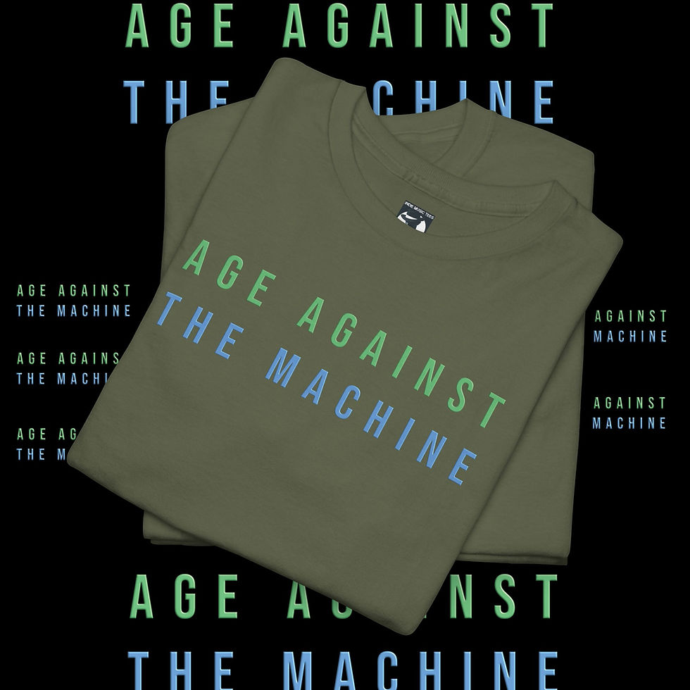 Thumbnail: Green Age Against The Machine t-shirt indiemusictees. A Porky Prime Cut tshirt.