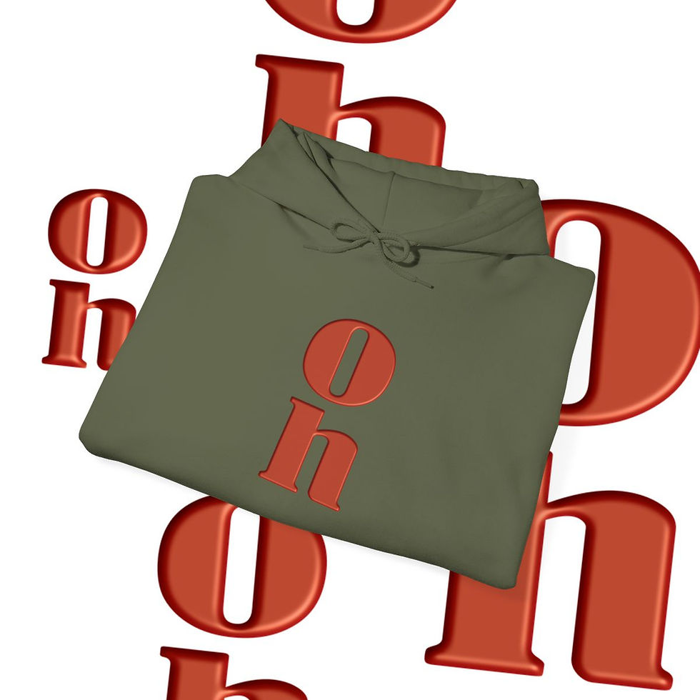 Thumbnail: Folded green tshirt with red 'oh' text, think outside the box tshirt indiemusictees.
