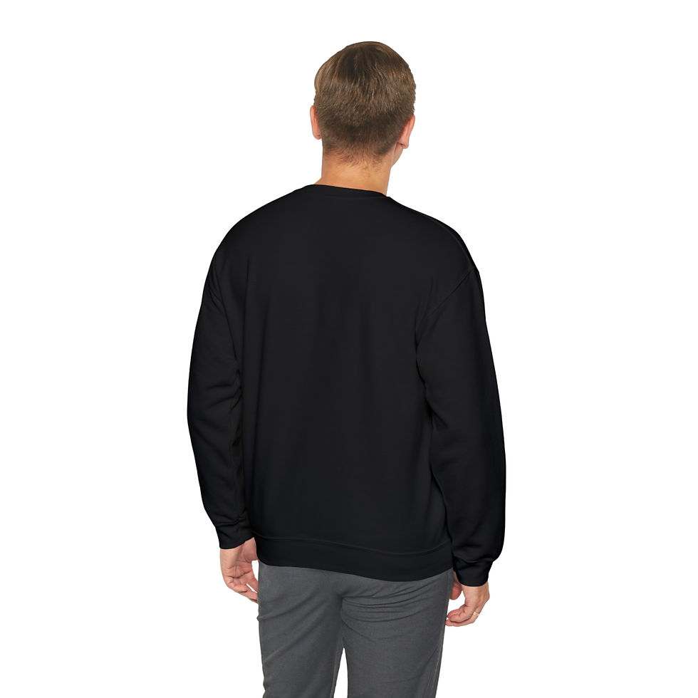Thumbnail: Man wearing black sweatshirt, back view. I Would Rather Be Anywhere Else But Here Unisex tshirt. indiemusictees