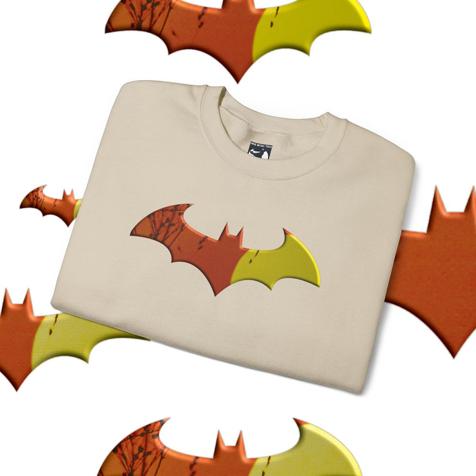 Thumbnail: Beige t-shirt featuring a two-toned bat symbol; Free Bees Unisex tshirt. indiemusictees