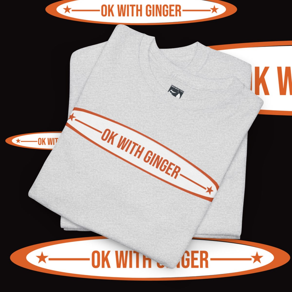 White t-shirt with "OK WITH GINGER" text. indiemusictees. Valerie Unisex tshirt.