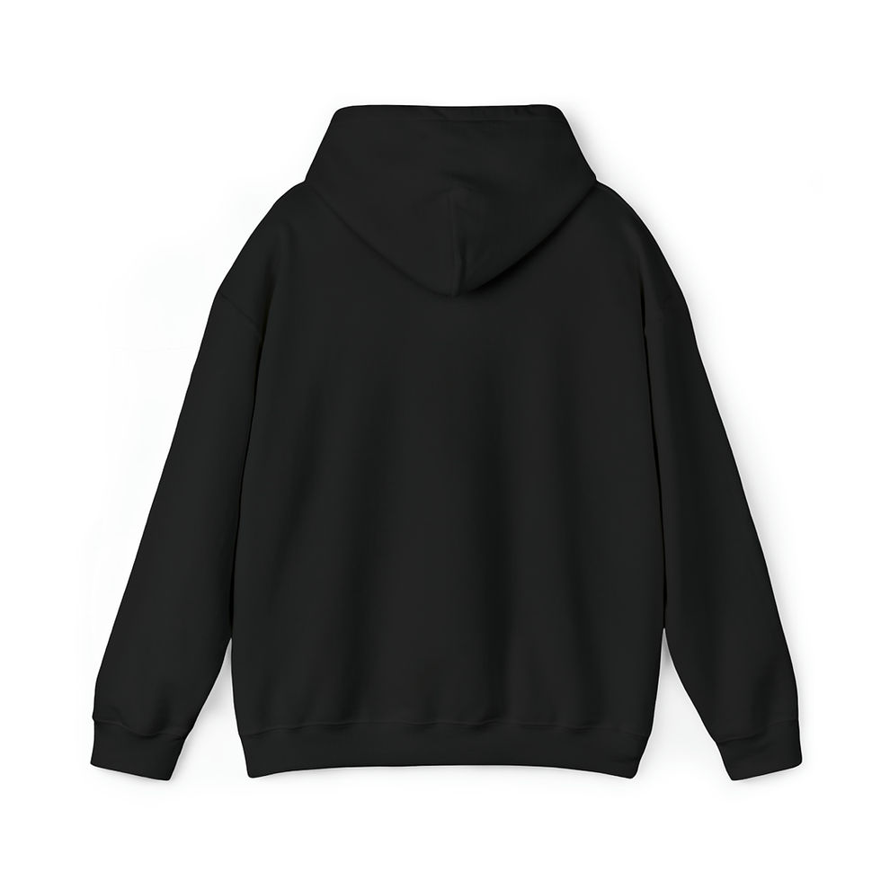 Thumbnail: Black hoodie from behind, Route69 Unisex tshirt, blank clothing item, indiemusictees.