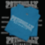 Folded blue Psychobilly Authentic tshirt on black background. indiemusictees