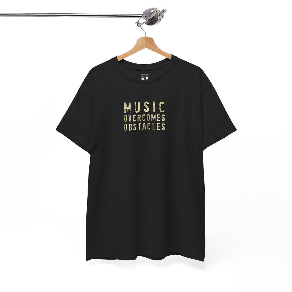 Thumbnail: Black t-shirt with "MUSIC EVERYONE'S TOGETHER" design, indiemusictees