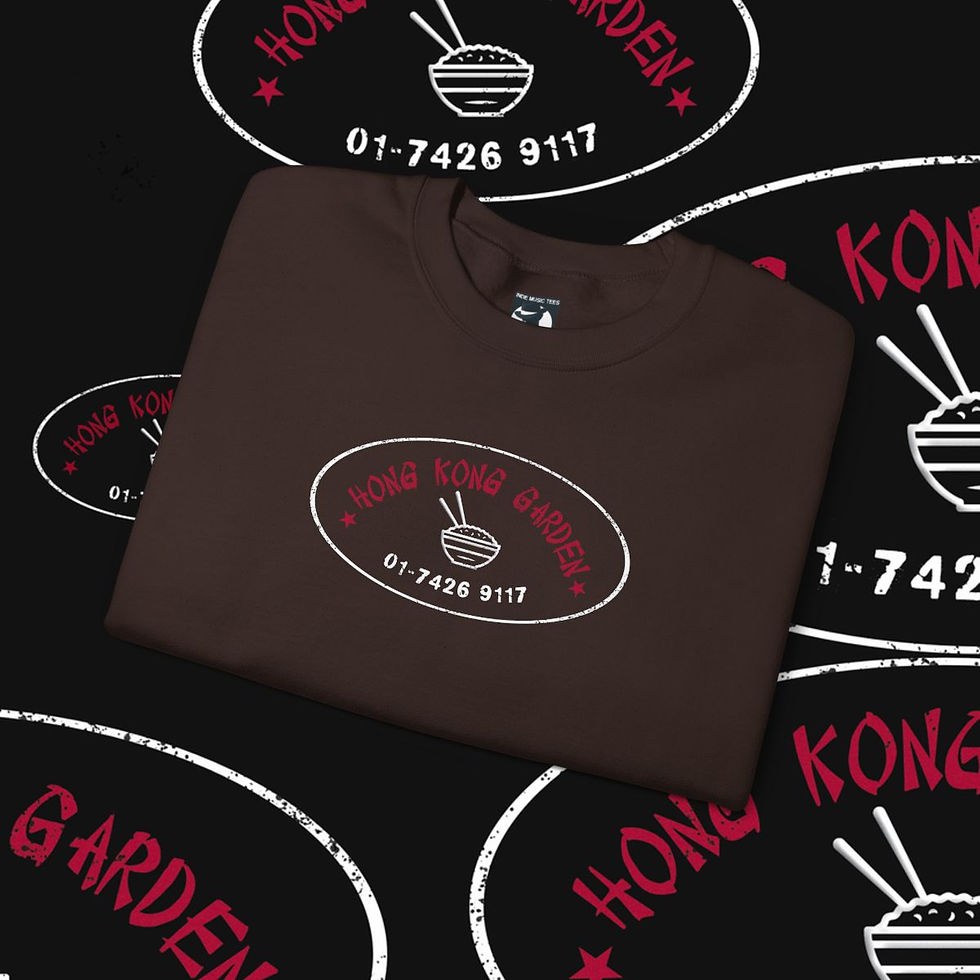 Thumbnail: Hong Kong Garden restaurant brown t-shirt. 01-7426 9117 indiemusictees irish pubs tshirt