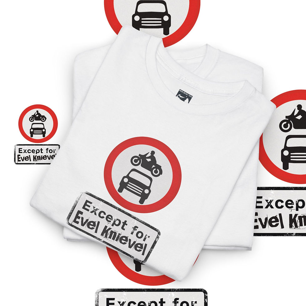 Thumbnail: Product: Except For Evel Knievel Unisex tshirt white folded