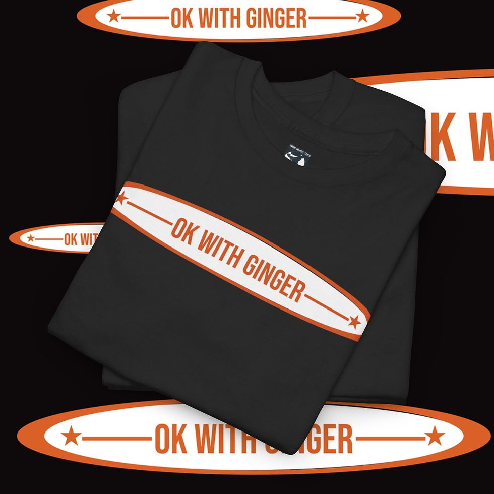 Thumbnail: Black T-shirt reading "OK WITH GINGER". Valerie Unisex tshirt, indiemusictees. Simple, elegant design.