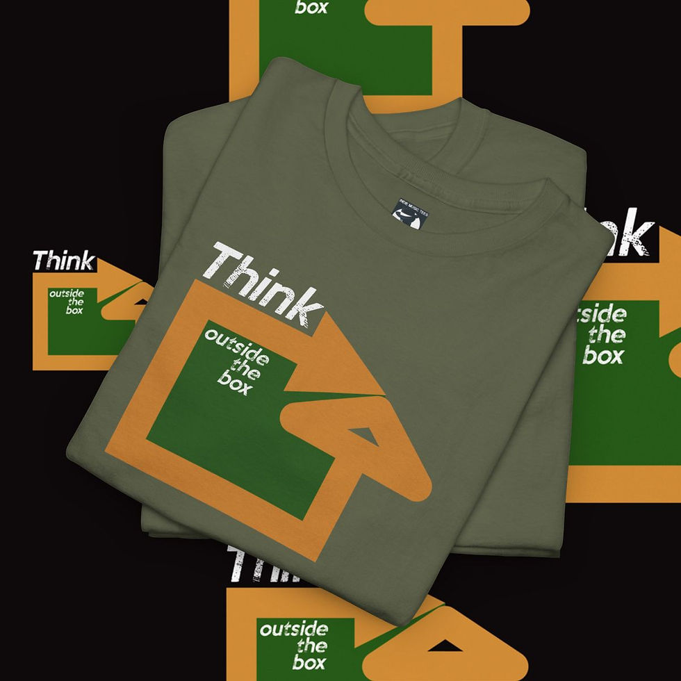 Thumbnail: Green Think Outside The Box Unisex tshirt displayed, indiemusictees apparel design.