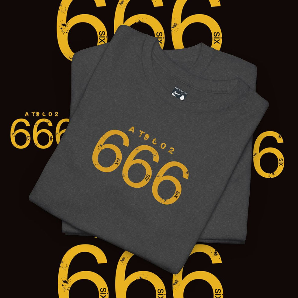 Thumbnail: Gray t-shirt with 666 text design, 666 Unisex tshirt, indiemusictees apparel.