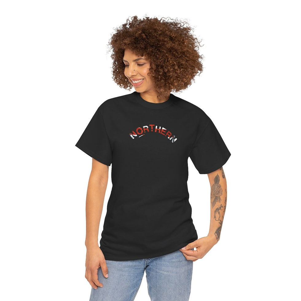 Thumbnail: Woman wearing black t-shirt with text reading “Set Your Sights Up” indiemusictees