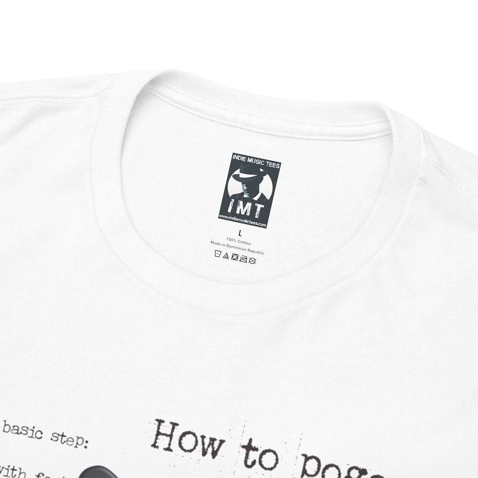 Thumbnail: White t-shirt with text: How to pogo, IMT clothing; How To Pogo Unisex tshirt. indiemusictees