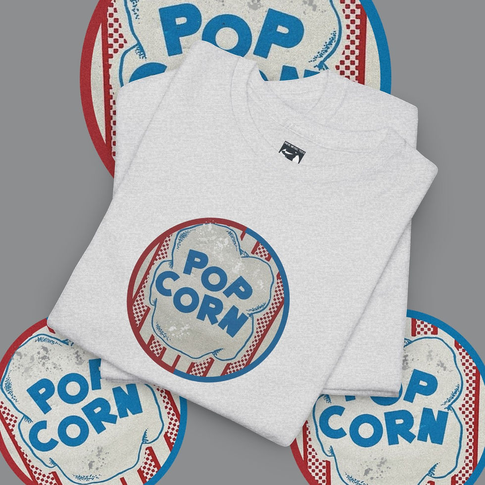 Thumbnail: White t-shirt with POP CORN graphic on it, indiemusictees apparel.