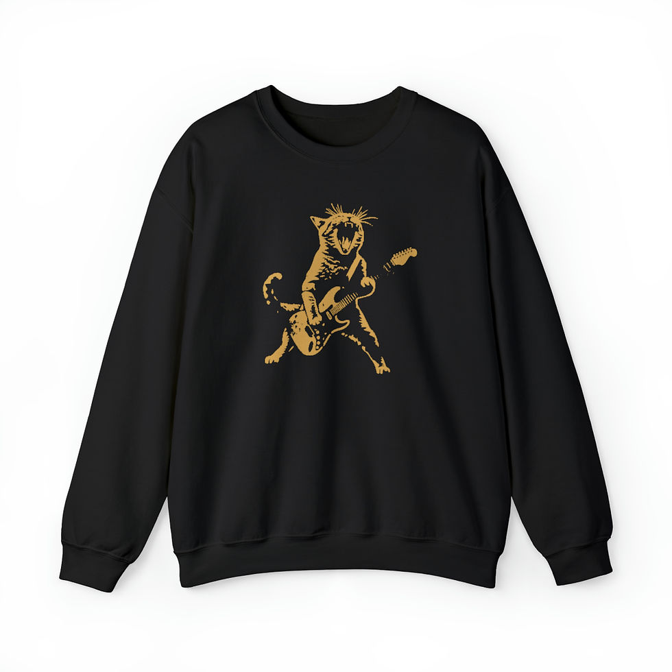 Thumbnail: Black sweatshirt with a dog playing guitar, indiemusictees
