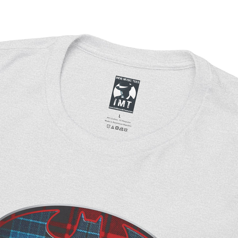 Thumbnail: White t-shirt with IMT logo on neckline, social conscience tshirt, indiemusictees
