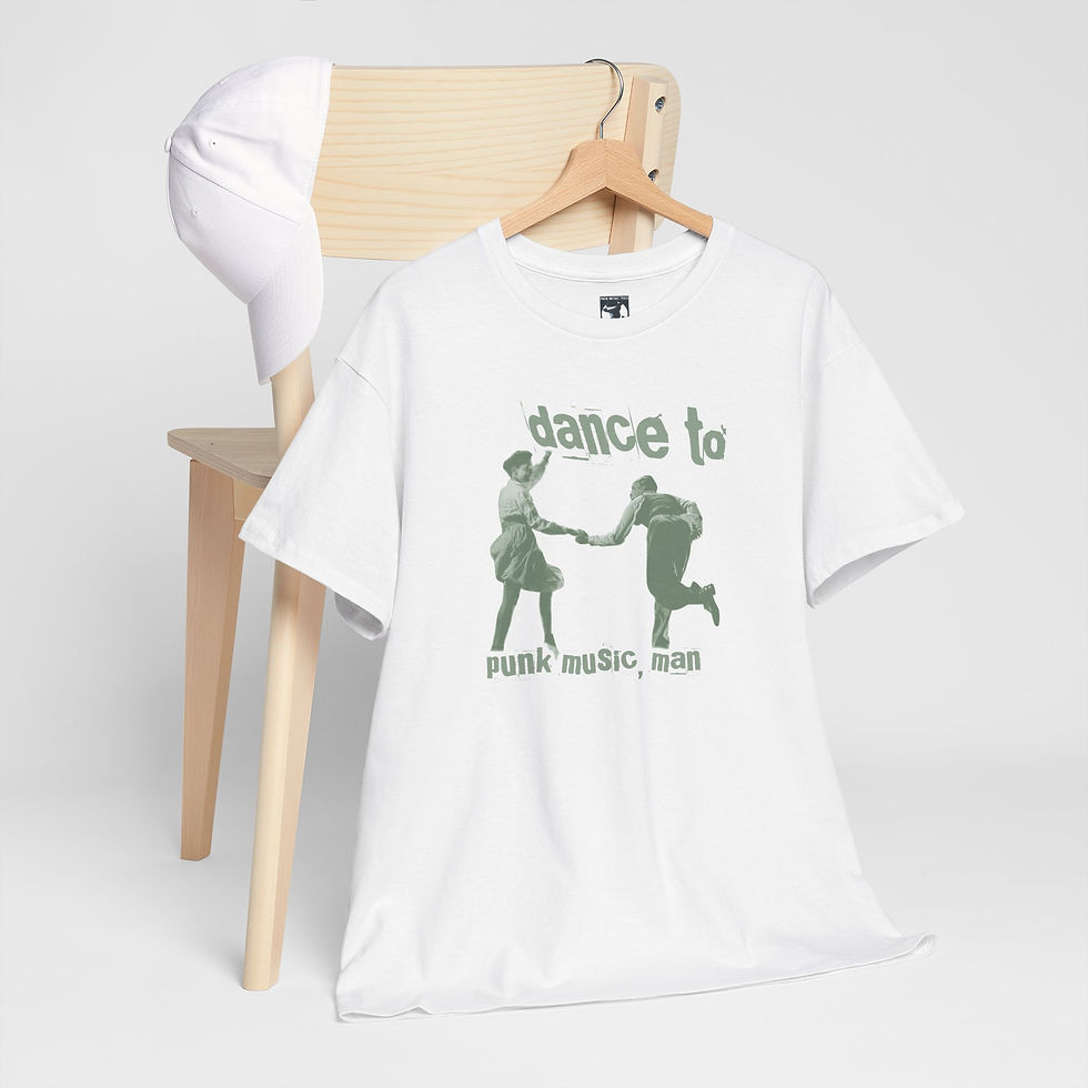 Thumbnail: dance to punk white tshirt hanging on a chair