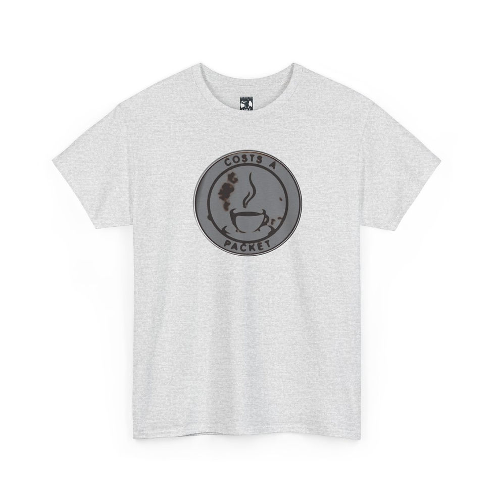 Thumbnail: White t-shirt with coffee cup logo. Standard Boots Unisex tshirt. Simple design for coffee lovers. indiemusictees