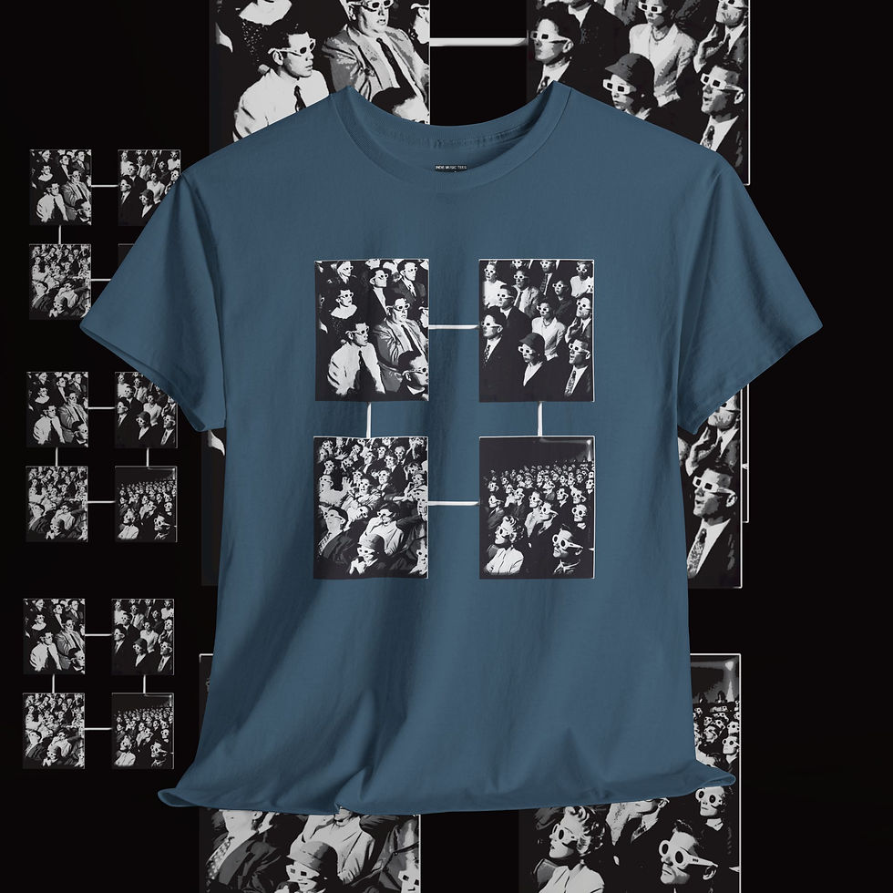 Thumbnail: Blue t-shirt with connected images, The Two Unwritten Rules Of Life Unisex tshirt.