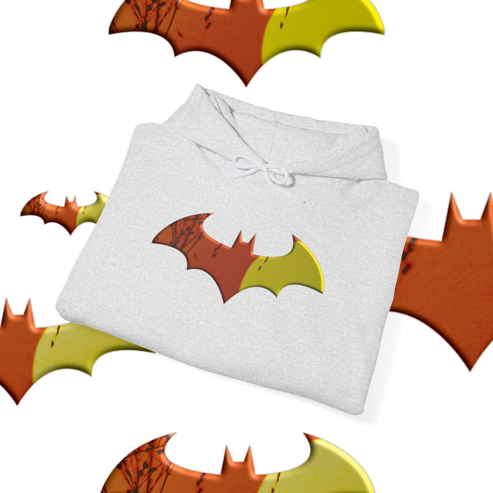 Thumbnail: White t-shirt with orange and yellow Batman logo, indiemusictees. batman shirt