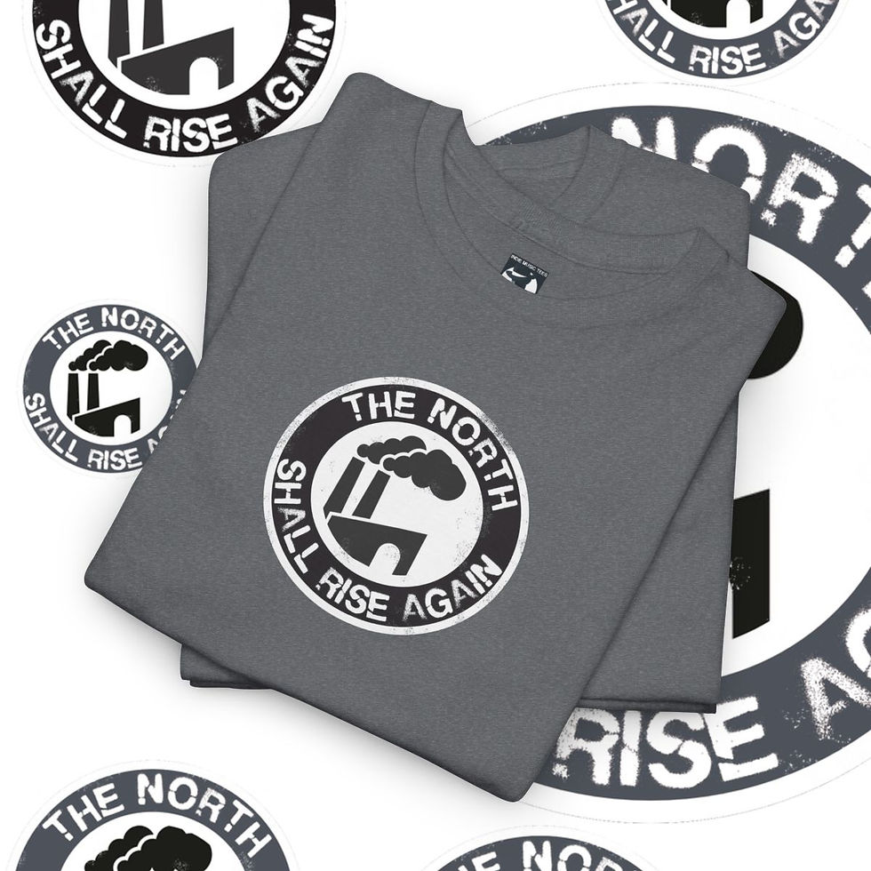 Thumbnail: Gray t-shirt with "THE NORTH SHALL RISE AGAIN" text, indiemusictees