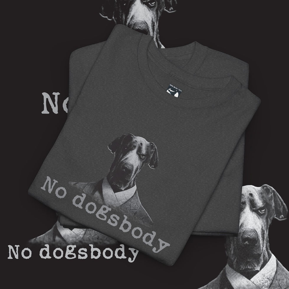 No dogsbody t-shirt with dog design; indiemusictees. No dogsbody text and dog image.