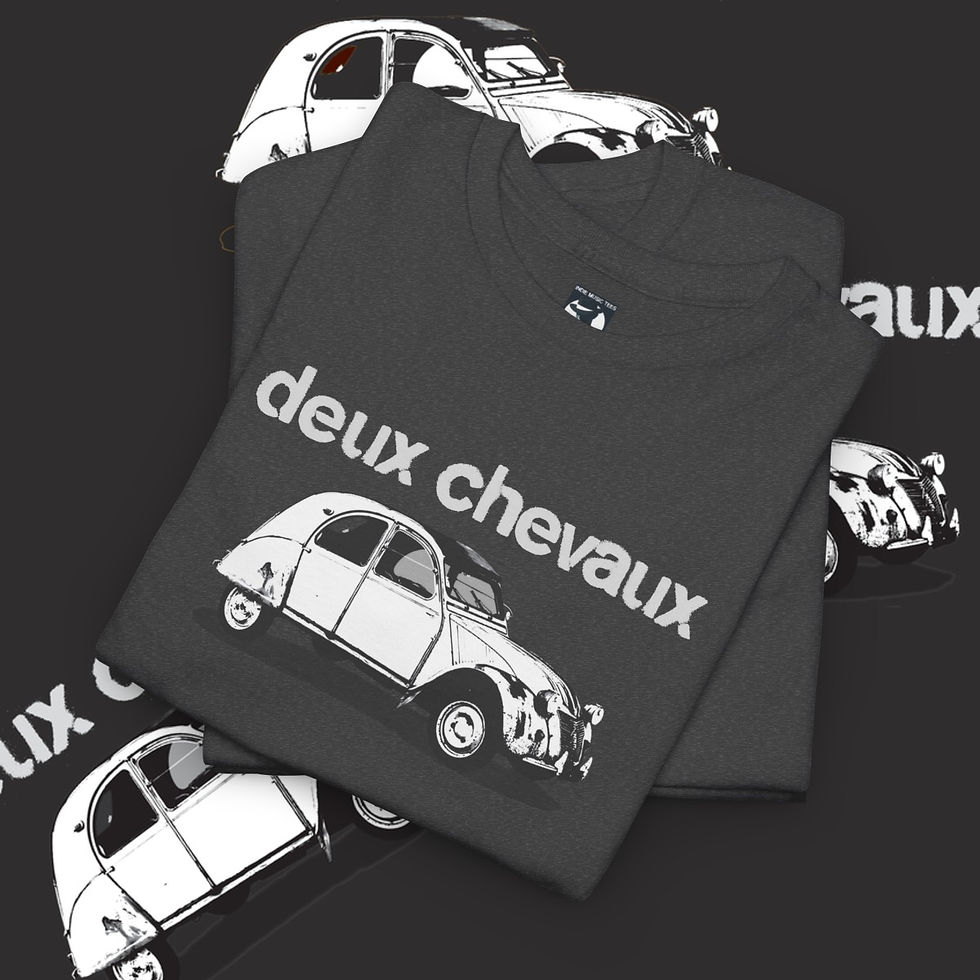 Thumbnail: Black deux chevaux t-shirt with car graphic, indiemusictees set your sights high tshirt. 