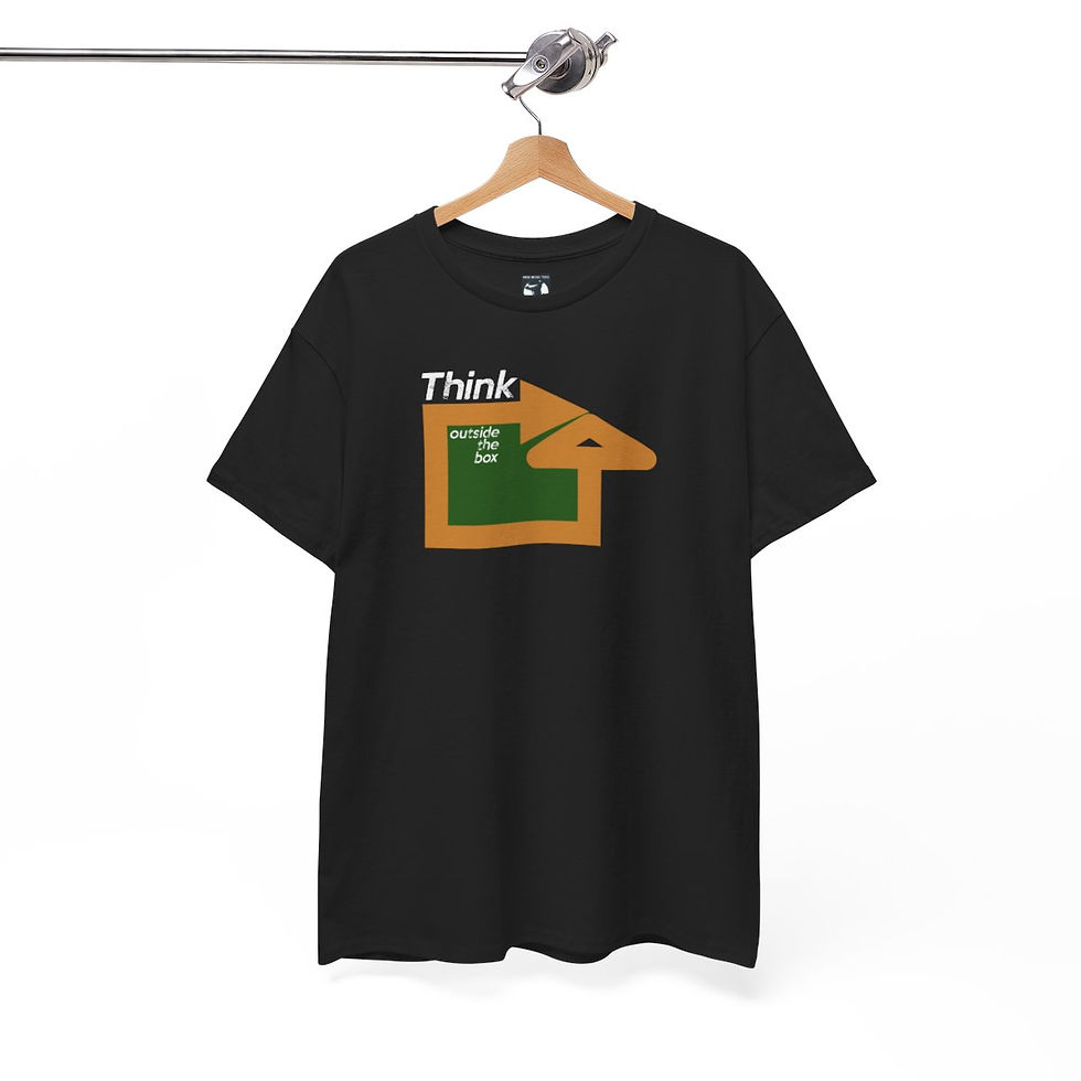 Thumbnail: Black Think Outside The Box Unisex tshirt, graphic design, indiemusictees apparel.