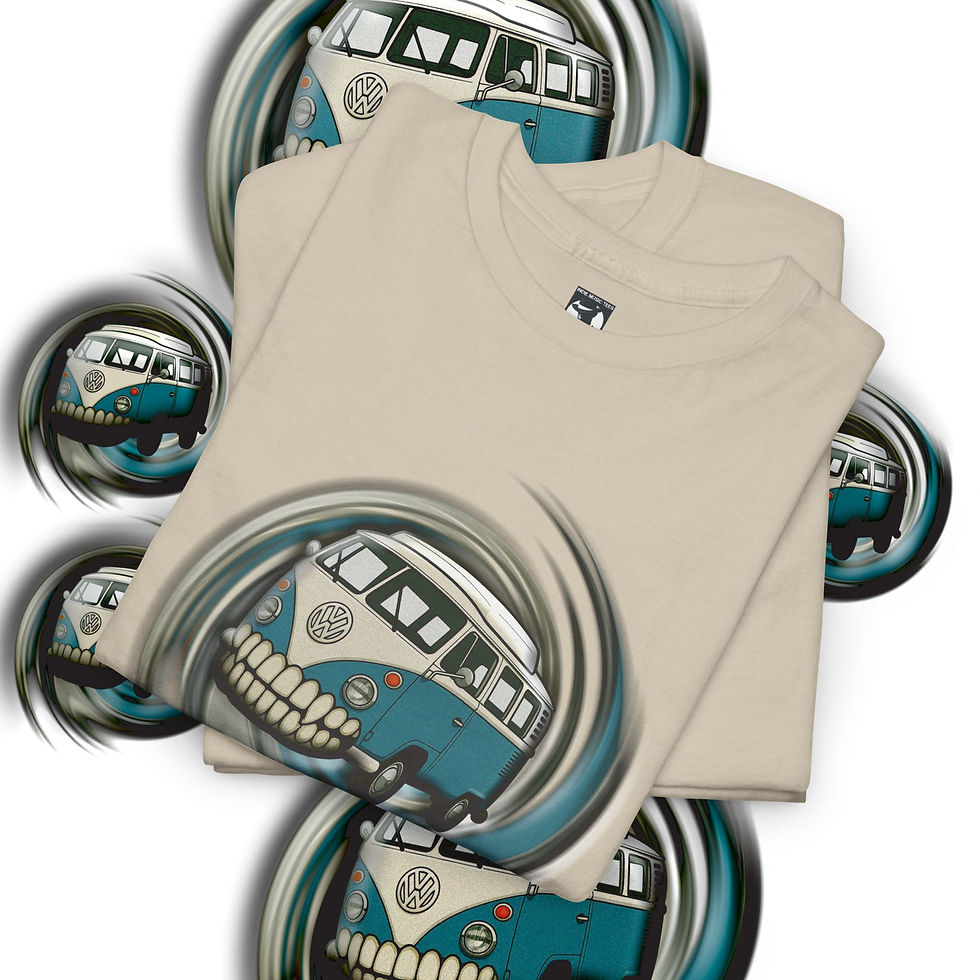 Thumbnail: Beige t-shirt featuring VW bus graphic, Never Trust A Nigel Unisex tshirt, indiemusictees